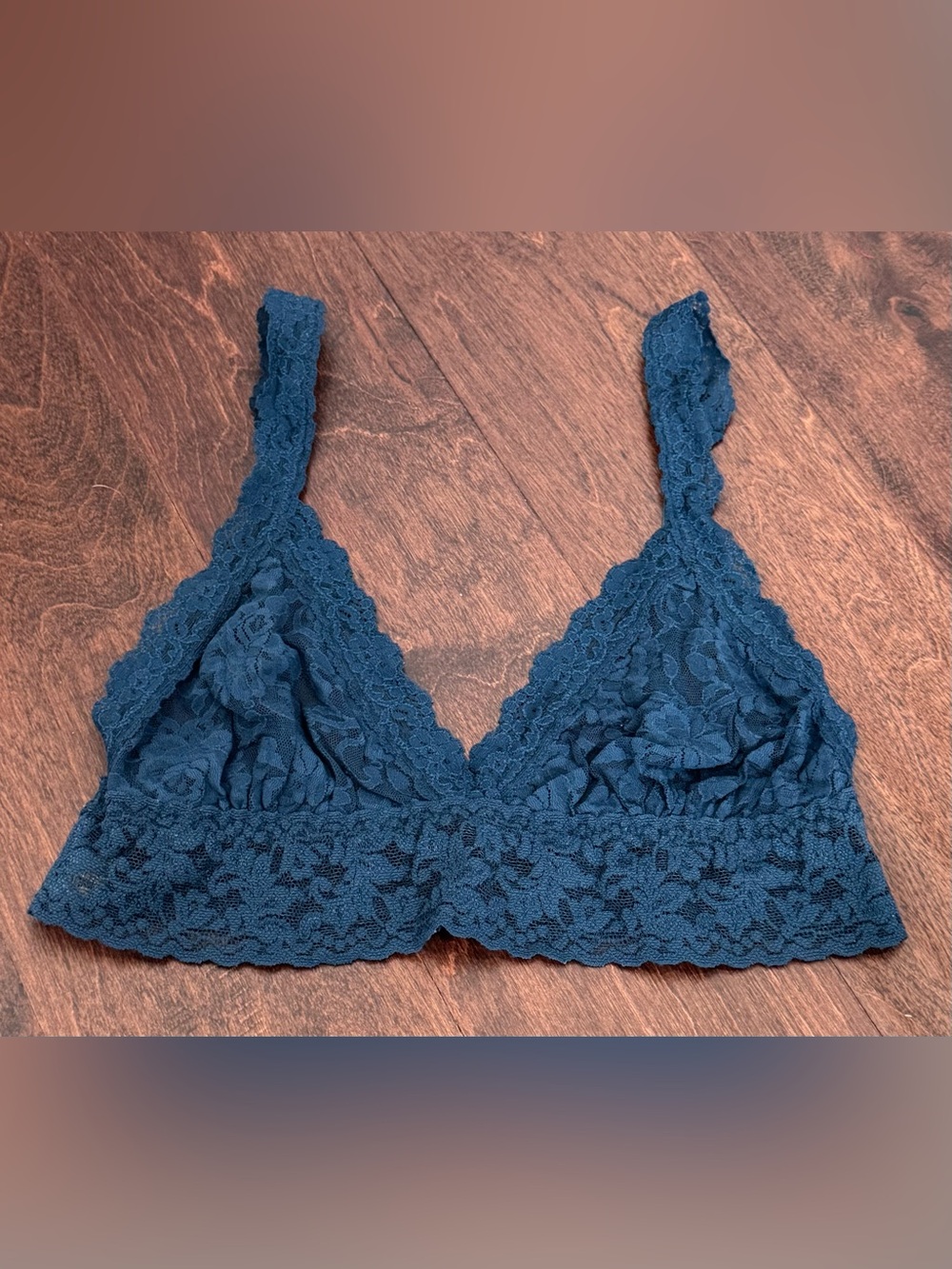 Hanky Panky Women’s Dark Teal Lace Bralatte Bra Intimates Green Blue, sz Small